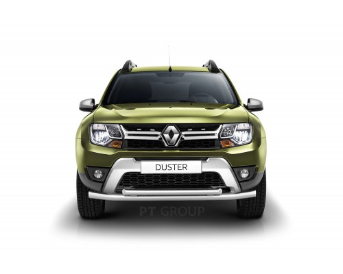 Защита переднего бампера ПТ Групп двойная D63/51 (НПС) для Renault Duster 2012- (в т.ч. рестайлинг)