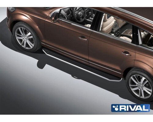 Пороги алюминиевые Rival "Premium" для Audi Q7 2009-2015