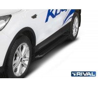 Пороги алюминиевые Rival "Black" для Ford Kuga 2013-
