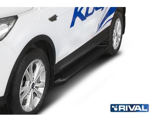 Пороги алюминиевые Rival "Black" для Ford Kuga 2013-