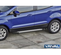 Пороги алюминиевые Rival "Bmw-style" для Ford Ecosport 2014-