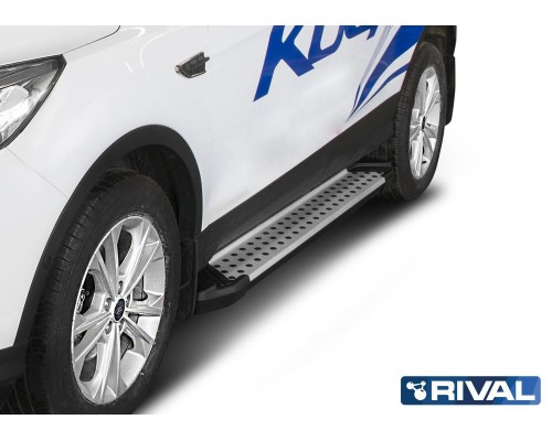 Пороги алюминиевые Rival "Bmw-style" для Ford Kuga 2013-