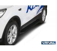 Пороги алюминиевые Rival "Premium-Black" для Ford Kuga 2013-