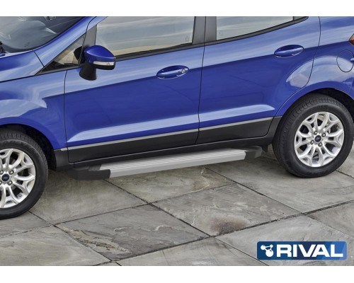 Пороги алюминиевые Rival "Silver" для Ford Ecosport 2014-