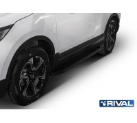 Пороги алюминиевые Rival "Premium-Black" для Honda CR-V 2017-