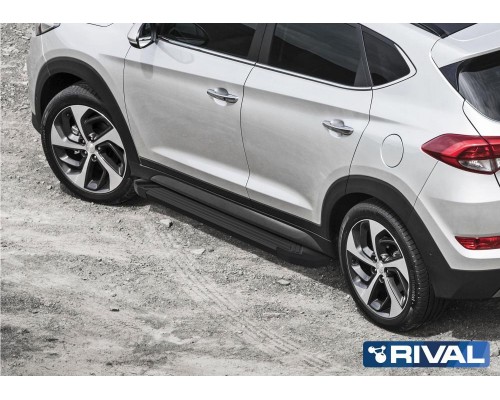 Пороги алюминиевые Rival "Black" для Hyundai Tucson 2015- / Kia Sportage 2016-