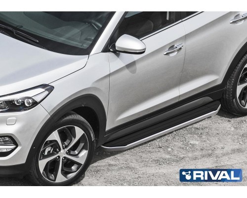 Пороги алюминиевые Rival "Premium" для Hyundai Tucson 2015- / Kia Sportage 2016-