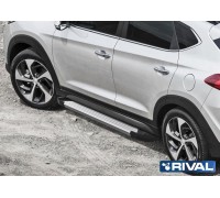 Пороги алюминиевые Rival "Silver" для Hyundai Tucson 2015- / Kia Sportage 2016-