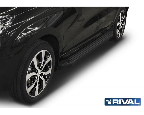 Пороги алюминиевые Rival "Black" для Lada Xray 2016-