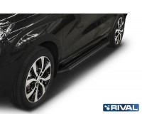 Пороги алюминиевые Rival "Premium-Black" для Lada Xray 2016-