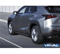 Пороги алюминиевые Rival "Black" для Lexus NX 2014-2017