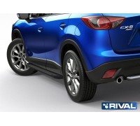 Пороги алюминиевые Rival "Black" для Mazda CX-5 2011-2017