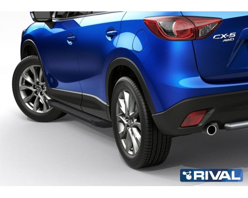 Пороги алюминиевые Rival "Black" для Mazda CX-5 2011-2017