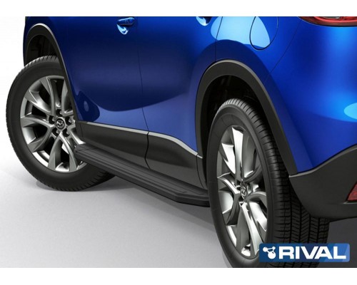 Пороги алюминиевые Rival "Premium-Black" для Mazda CX-5 2011-2017