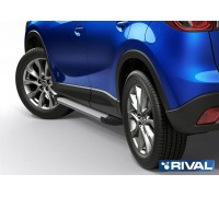 Пороги алюминиевые Rival "Silver" для Mazda CX-5 2011-2017