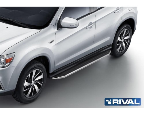 Пороги алюминиевые Rival "Premium" для Mitsubishi ASX 2010-2015/ 2017-