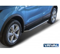 Пороги алюминиевые Rival "Premium" для Nissan Qashqai 2013-