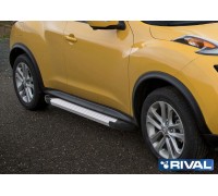 Пороги алюминиевые Rival "Silver" для Nissan Juke 2010-2016 FWD