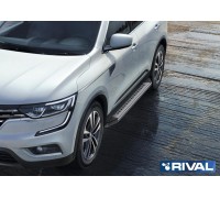 Пороги алюминиевые Rival "Premium-Bmw-Style" для Renault Koleos 2017-