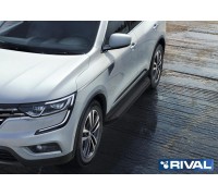Пороги алюминиевые Rival "Premium-Black" для Renault Koleos 2017-