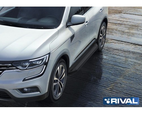 Пороги алюминиевые Rival "Premium-Black" для Renault Koleos 2017-