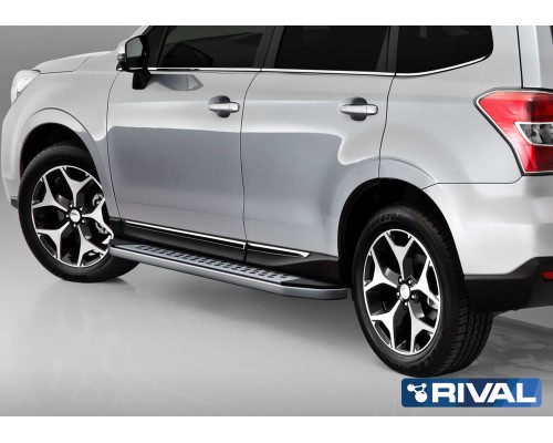 Пороги алюминиевые Rival "Premium-Bmw-Style" для Subaru Forester 2013-2018