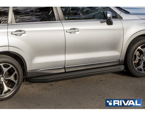 Пороги алюминиевые Rival "Premium-Black" для Subaru Forester 2013-2018