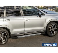 Пороги алюминиевые Rival "Silver" для Subaru Forester 2013-2018