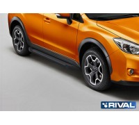 Пороги алюминиевые Rival "Black" для Subaru XV 2011-2016