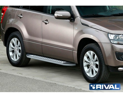 Пороги алюминиевые Rival "Premium-Bmw-Style" для Suzuki Grand Vitara 2005-2016
