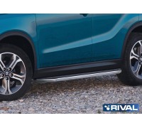Пороги алюминиевые Rival "Premium" для Suzuki Vitara 2015-