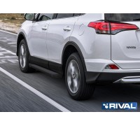 Пороги алюминиевые Rival "Black" для Toyota Rav 4 2013-2019