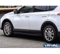 Пороги алюминиевые Rival "Premium-Black" для Toyota Rav 4 2013-2019