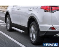 Пороги алюминиевые Rival "Silver" для Toyota Rav 4 2013-2019