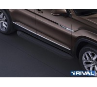 Пороги алюминиевые Rival "Premium-Black" для Volkswagen Teramont 2018-