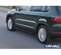 Пороги алюминиевые Rival "Black" для Volkswagen Tiguan 2007-2017