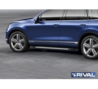 Пороги алюминиевые Rival "Bmw-Style" для Volkswagen Touareg R-Line 2015-2018